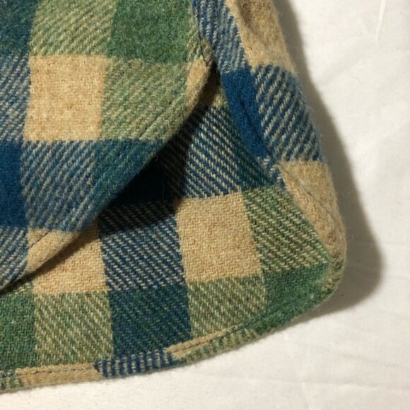 Vintage Woolrich wool blue green plaid flannel shirt pockets mens L lumberjack - Picture 9 of 10